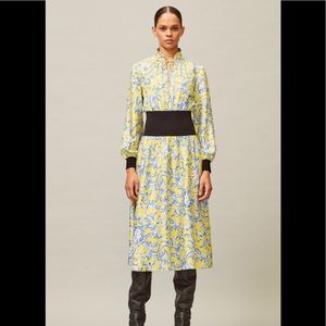 Tory Burch NWT Rib Waist Dress in Yellow Swirl, size 10